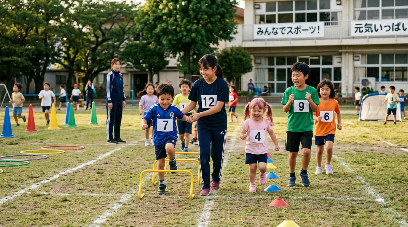 年齢別に運動する子どもたち