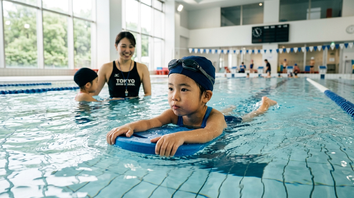 子どもがスイミングをしている様子