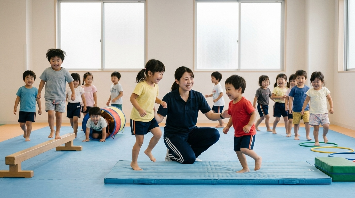 幼児が少しずつ運動に慣れていくイメージ