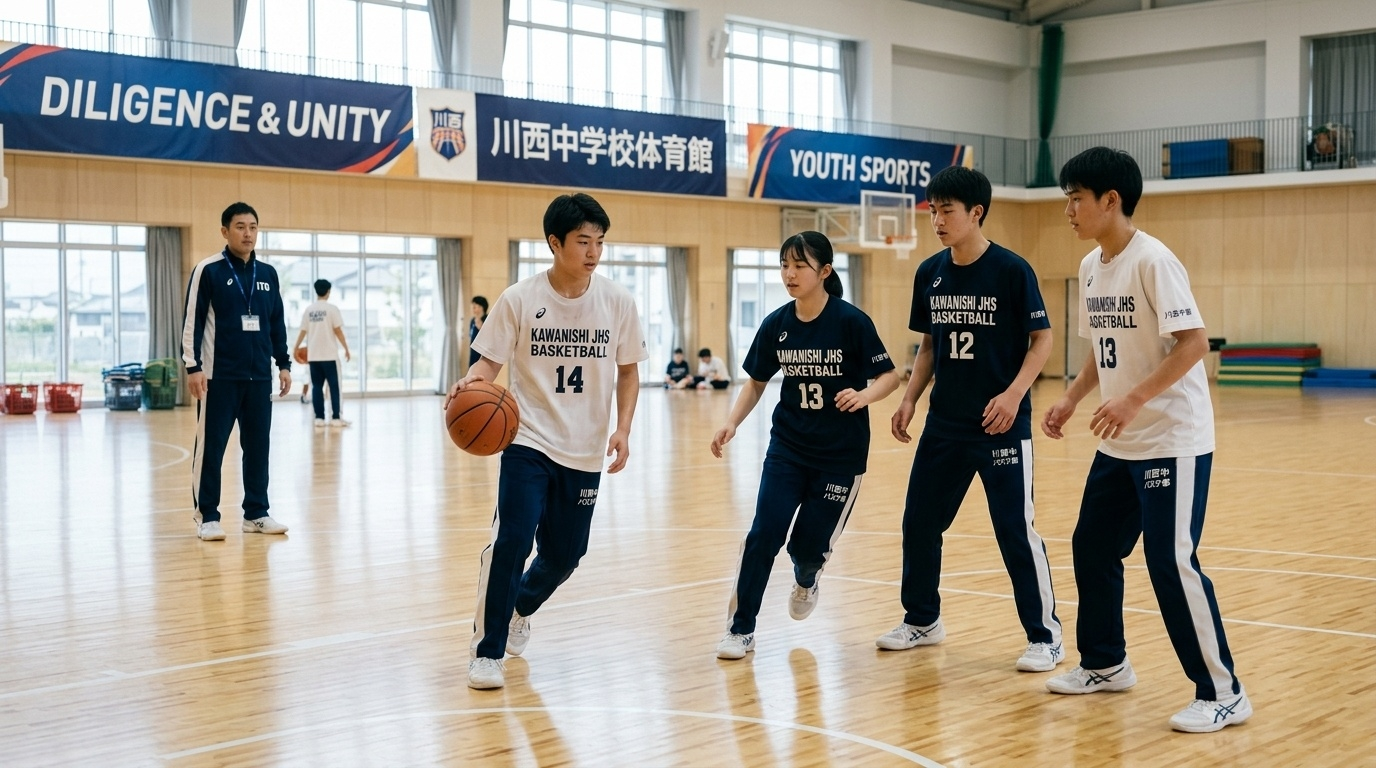 中学生が運動している様子
